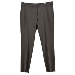 Lafayette 148 Virgin Wool Pants Womens Brown Flat Front Tapered Stretch Size 8